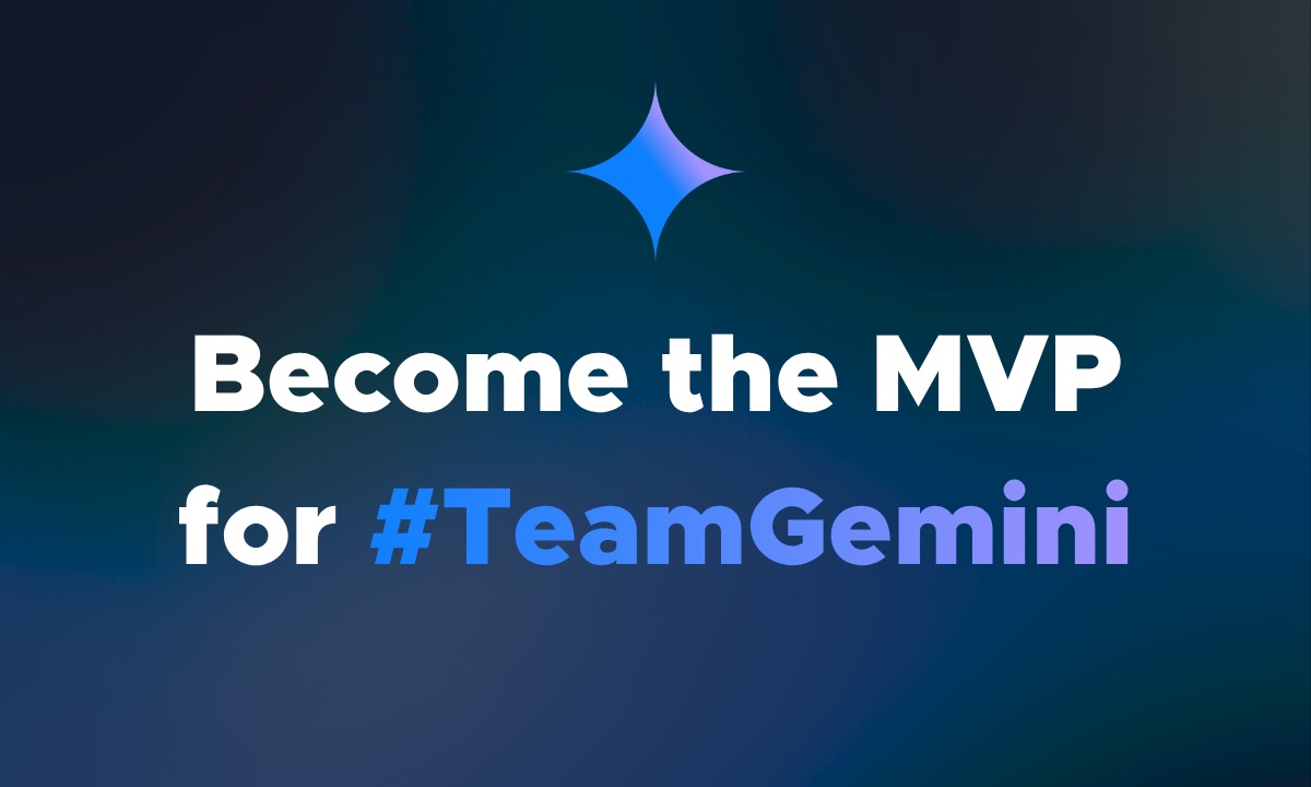 graphic image featuring the google gemini logo and a call to action for becoming the MVP of #teamgemini